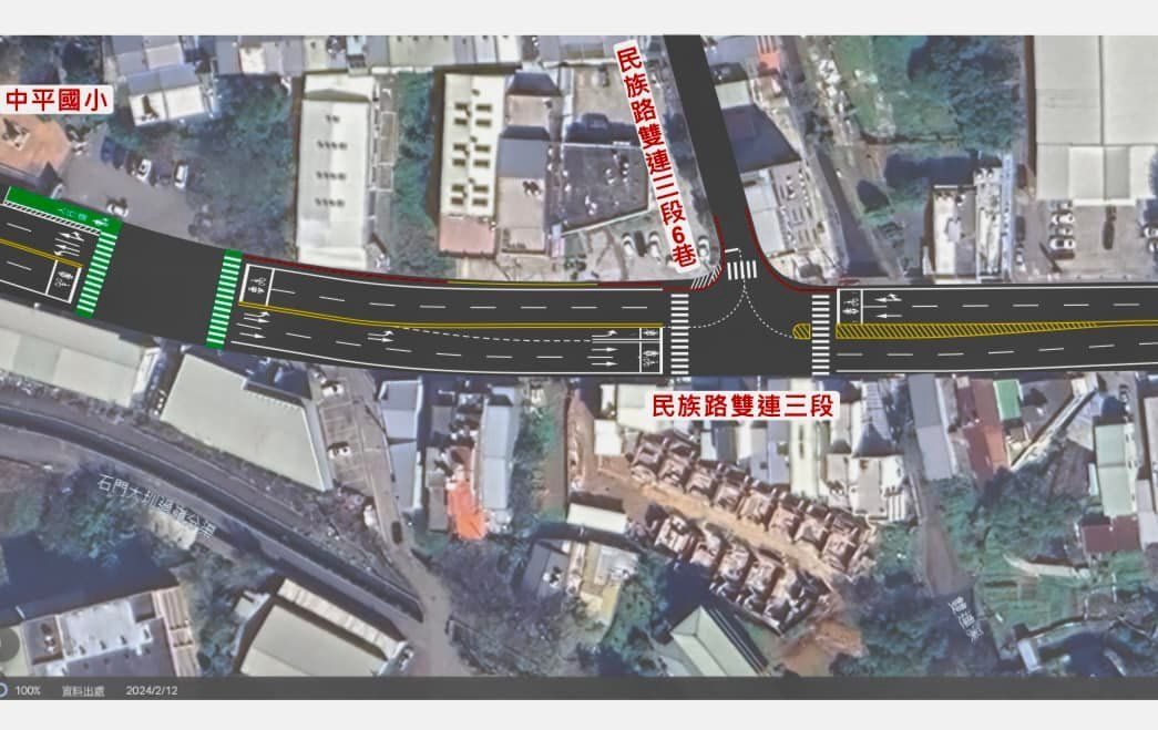 雙連三段6巷口規劃左轉車道
